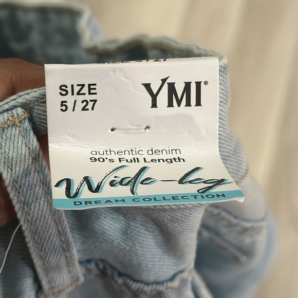 YMI Women’s 90s Full Length Wide Leg Distressed Authentic Denim Jeans Size 5 NWT - Picture 6 of 6